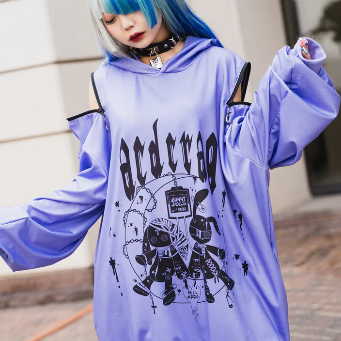 Hoodie | Oversized Plush Bunny Hoodie in Purple