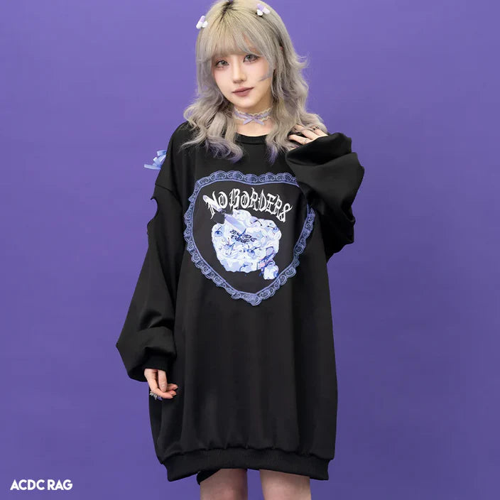 Sweatshirt | Oversized Ribbons and Hearts Sweatshirt